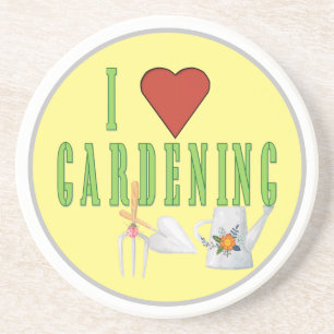 I Love Gardening Illustrated Text  Coaster