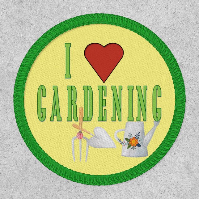 I Love Gardening Illustrated Text    Patch (Front)