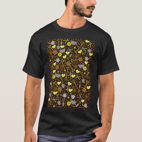 I love Gardening Pattern dark background version T_Shirt