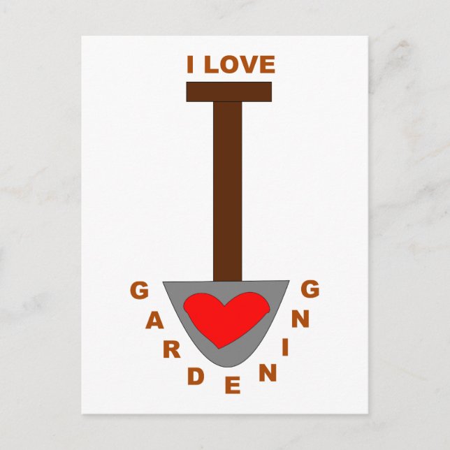 I Love Gardening Spade Postcard (Front)