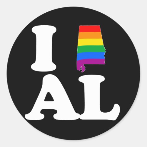 I LOVE GAY ALABAMA __ WHITE _png Classic Round Sticker