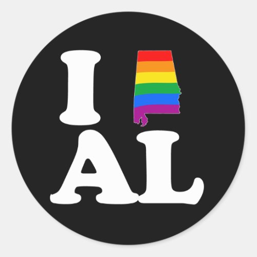 I LOVE GAY ALABAMA __ WHITE _png Classic Round Sticker