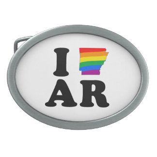I LOVE GAY ARKANSAS OVAL BELT BUCKLE