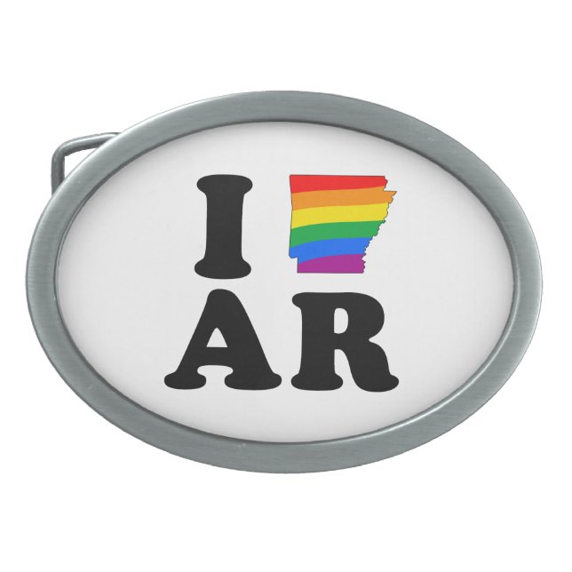 I LOVE GAY ARKANSAS OVAL BELT BUCKLE (Front)