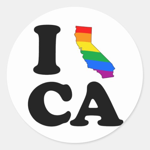 I LOVE GAY CALIFORNIA CLASSIC ROUND STICKER