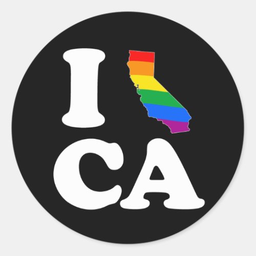 I LOVE GAY CALIFORNIA _ WHITE _png Classic Round Sticker