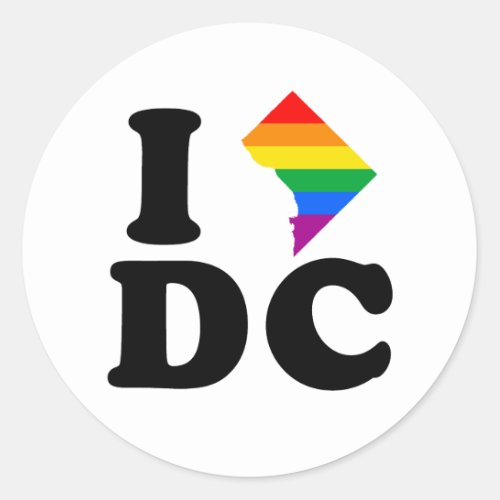 I LOVE GAY DC CLASSIC ROUND STICKER