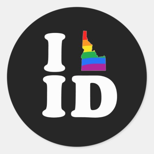 I LOVE GAY IDAHO _ WHITE _png Classic Round Sticker