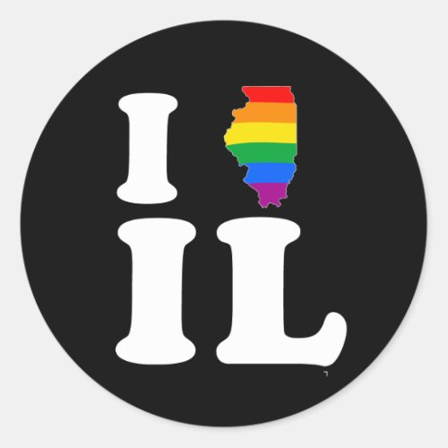I LOVE GAY ILLINOIS _ WHITE _png Classic Round Sticker