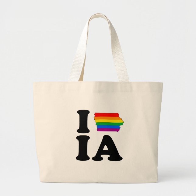 I LOVE GAY IOWA LARGE TOTE BAG (Front)