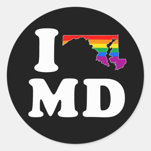 I LOVE GAY MARYLAND _ WHITE _png Classic Round Sticker