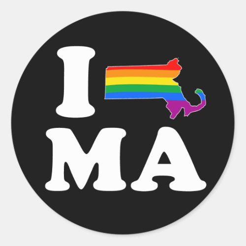 I LOVE GAY MASSACHUSETTS _ WHITE _png Classic Round Sticker