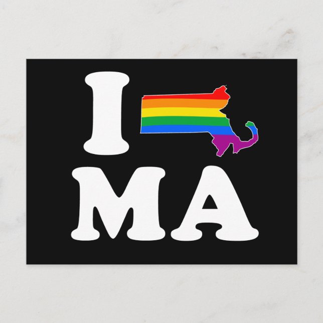 I LOVE GAY MASSACHUSETTS - WHITE -.png Postcard (Front)