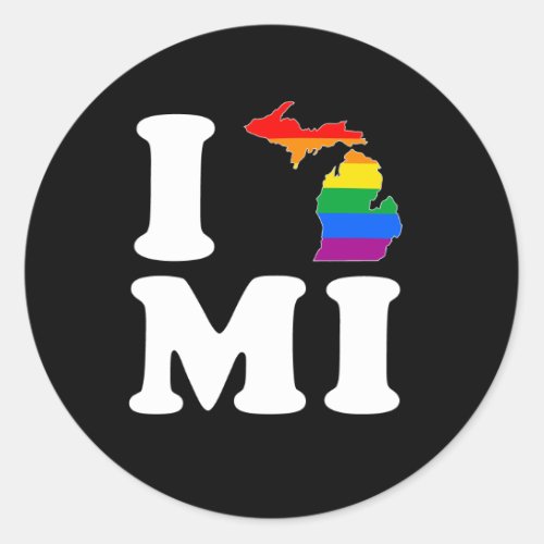 I LOVE GAY MICHIGAN _ WHITE _png Classic Round Sticker