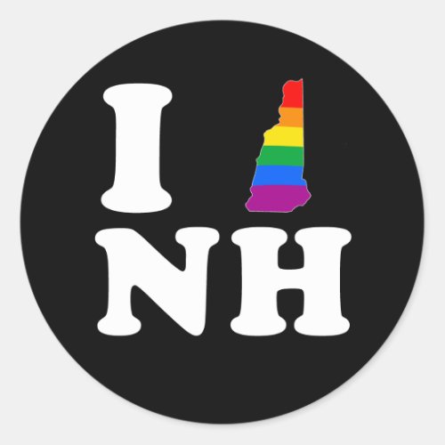 I LOVE GAY NEW HAMPSHIRE _ WHITE _png Classic Round Sticker