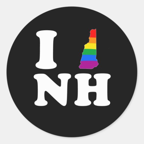I LOVE GAY NEW HAMPSHIRE _ WHITE _png Classic Round Sticker