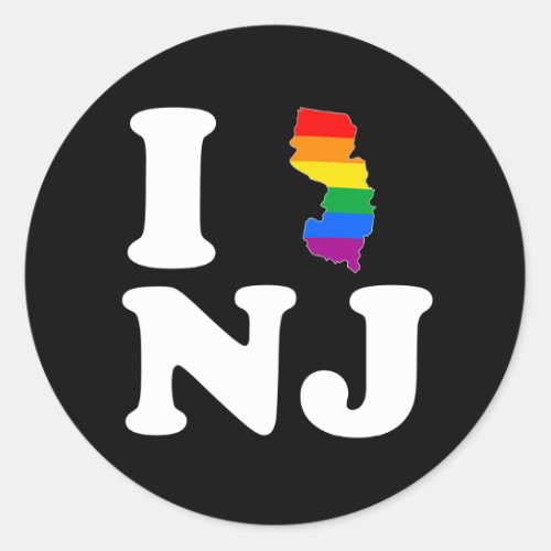 I LOVE GAY NEW JERSEY _ WHITE _png Classic Round Sticker