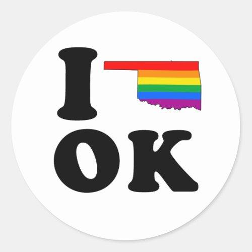 I LOVE GAY OKLAHOMA CLASSIC ROUND STICKER