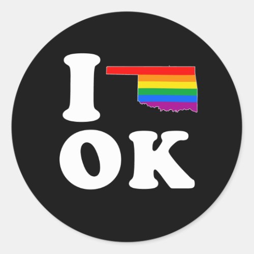 I LOVE GAY OKLAHOMA _ WHITE _png Classic Round Sticker