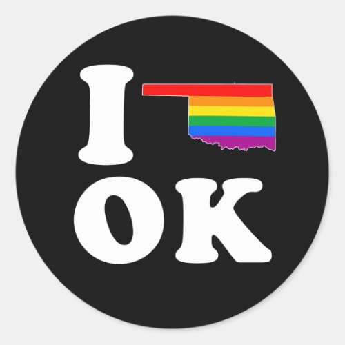 I LOVE GAY OKLAHOMA _ WHITE _png Classic Round Sticker