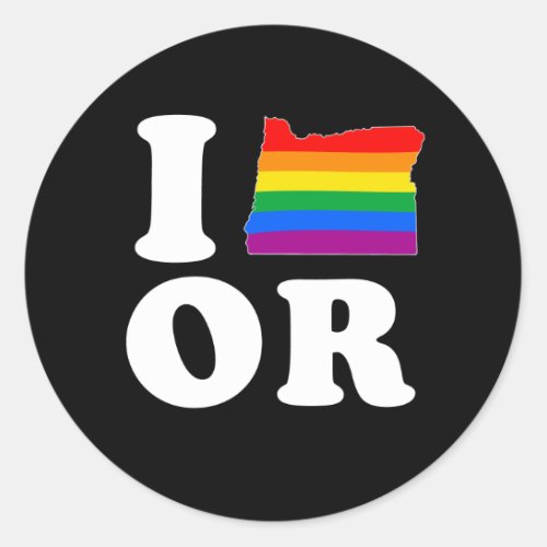 I LOVE GAY OREGON __ WHITE _png Classic Round Sticker