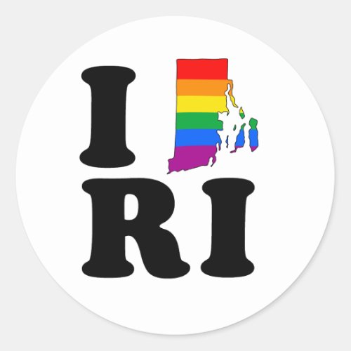 I LOVE GAY RHODE ISLAND CLASSIC ROUND STICKER