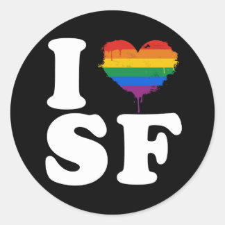 I LOVE GAY SAN FRANCISCO - WHITE -.png Classic Round Sticker