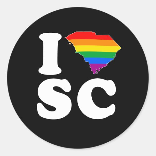 I LOVE GAY SOUTH CAROLINA _ WHITE _png Classic Round Sticker