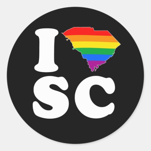 I LOVE GAY SOUTH CAROLINA _ WHITE _png Classic Round Sticker