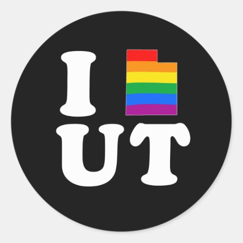 I LOVE GAY UTAH _ WHITE _png Classic Round Sticker