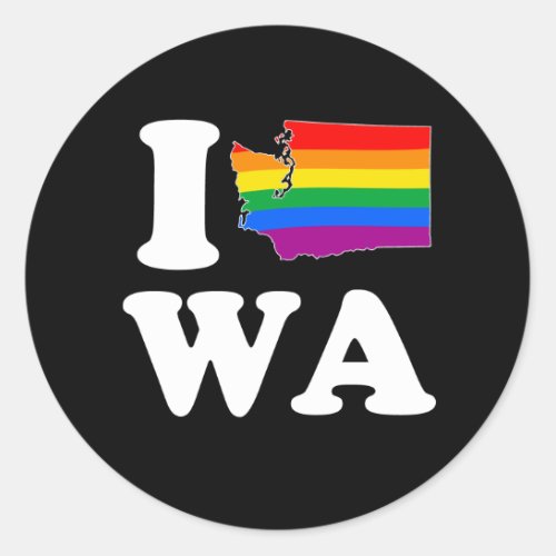 I LOVE GAY WASHINGTON _ WHITE _png Classic Round Sticker