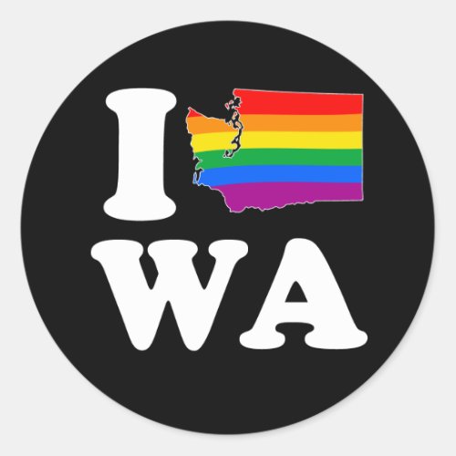 I LOVE GAY WASHINGTON _ WHITE _png Classic Round Sticker