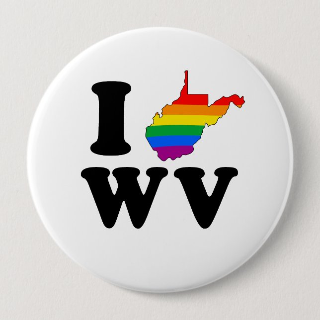 I LOVE GAY WEST VIRGINIA BUTTON (Front)