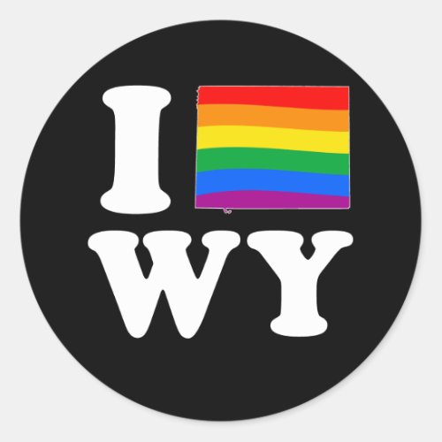 I LOVE GAY WYOMING _ WHITE _png Classic Round Sticker