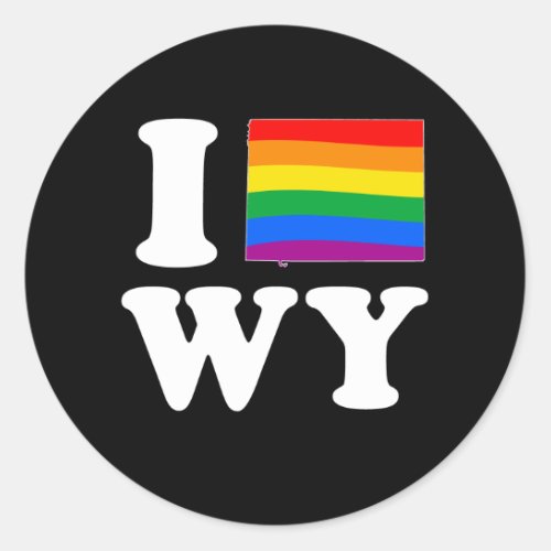 I LOVE GAY WYOMING _ WHITE _png Classic Round Sticker
