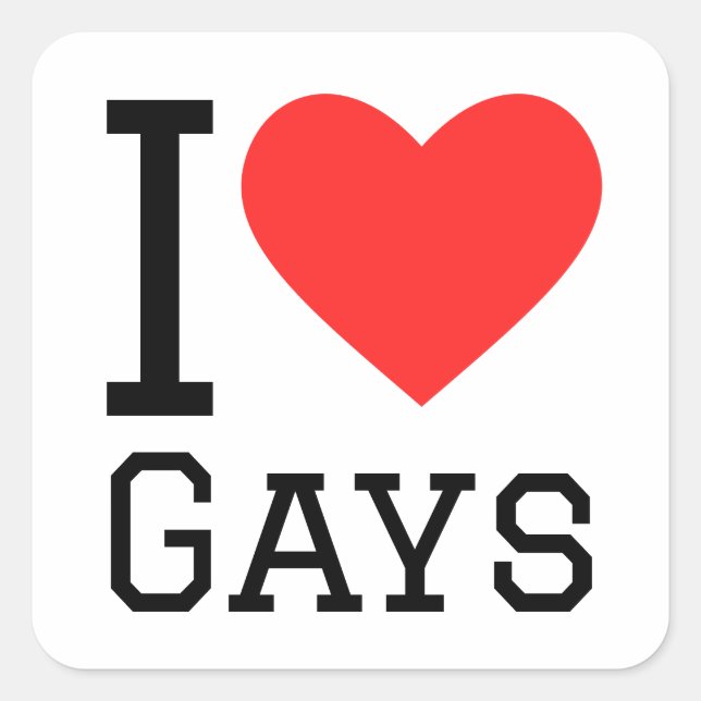 I love gays square sticker (Front)