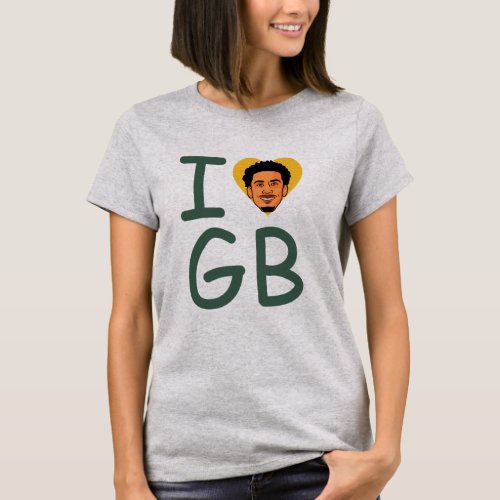 I LOVE GB  Jordan Love Football  T_Shirt