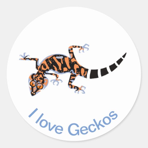 I love GECKOS _ Endangered species_ Wildlife_ Classic Round Sticker
