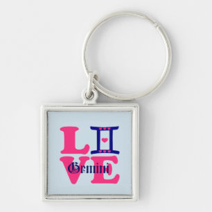 ♊★😍I Love Gemini-Best-Zodiac Sign Premium Keychain