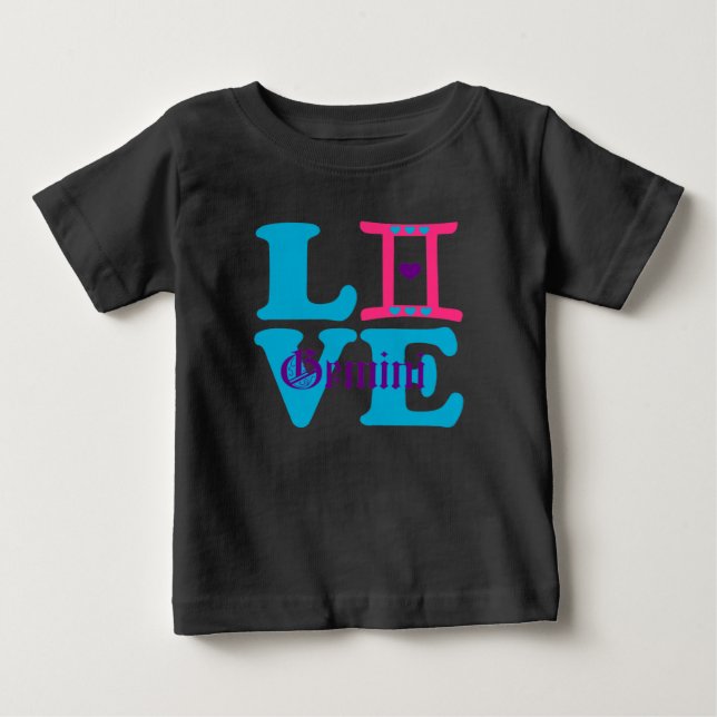 ♊★😍I Love Gemini-Best-Zodiac Sign Raglan Baseball Baby T-Shirt (Front)