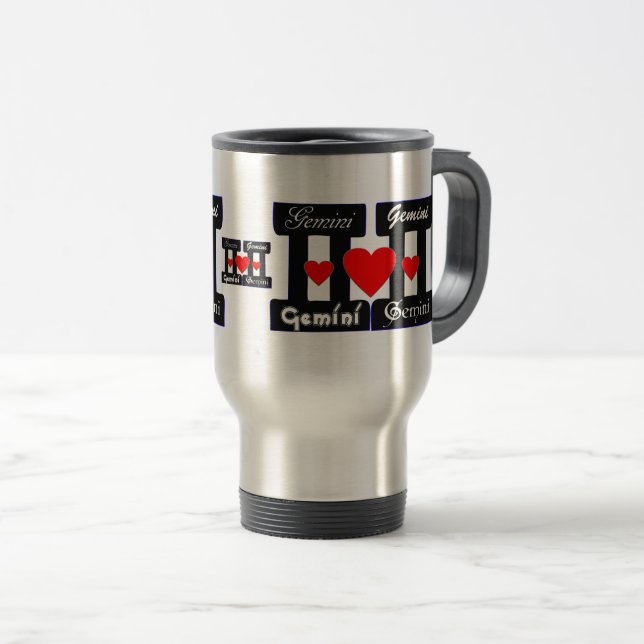 ♊★😍I Love Gemini-Best-Zodiac Sign Travel/Commuter Travel Mug (Front Right)