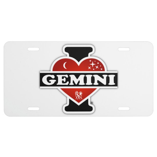I Love Gemini License Plate (Front)