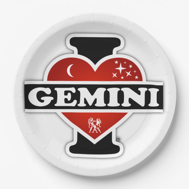 I Love Gemini Paper Plates (Front)