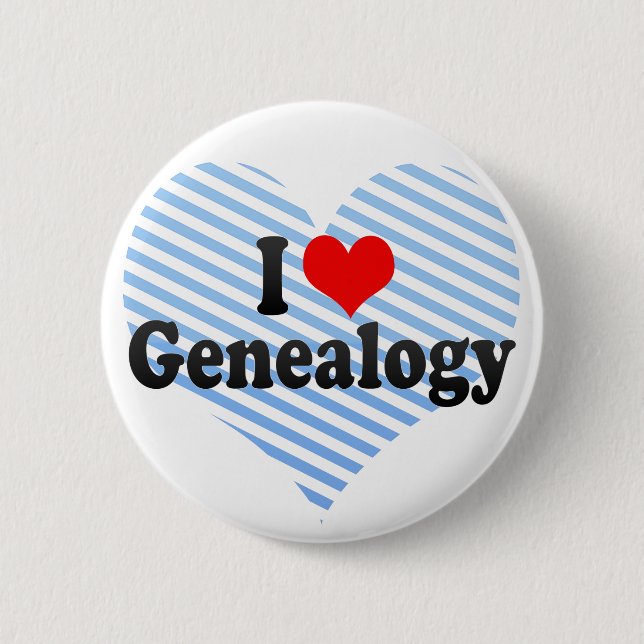I Love Genealogy Pinback Button (Front)