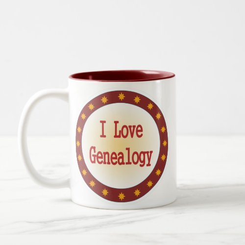 I Love Genealogy Two_Tone Coffee Mug