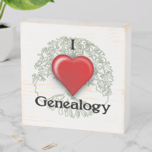I Love Genealogy Wooden Box Sign