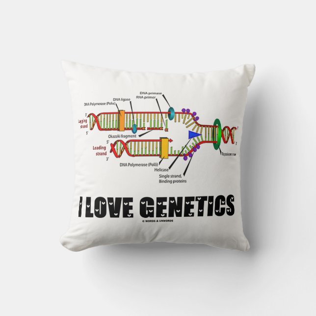 I Love Genetics DNA Replication Attitude Throw Pillow (Front)