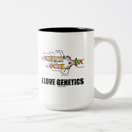 I Love Genetics DNA Replication Two_Tone Coffee Mug