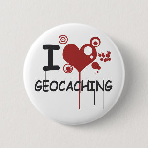 I love geocaching pinback button
