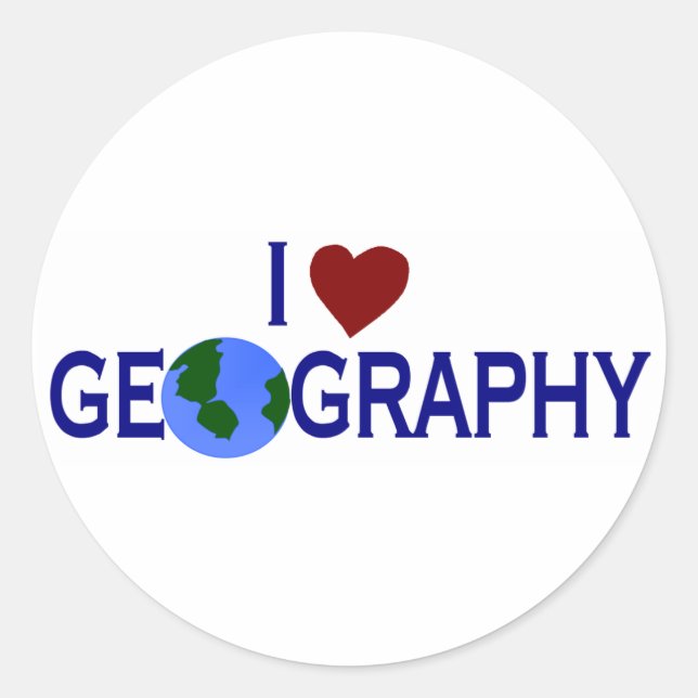 I Love Geography Classic Round Sticker (Front)